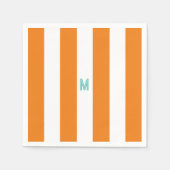 Orange Cabana Streifen und Personalisierte Aquamar Serviette (Vorderseite)
