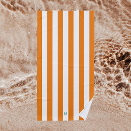 Orange Cabana Streifen und Personalisierte Aquamar Strandtuch