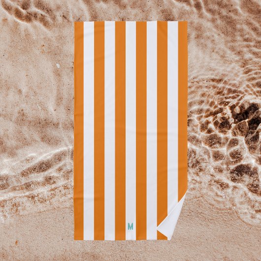 Orange Cabana Streifen und Personalisierte Aquamar Strandtuch