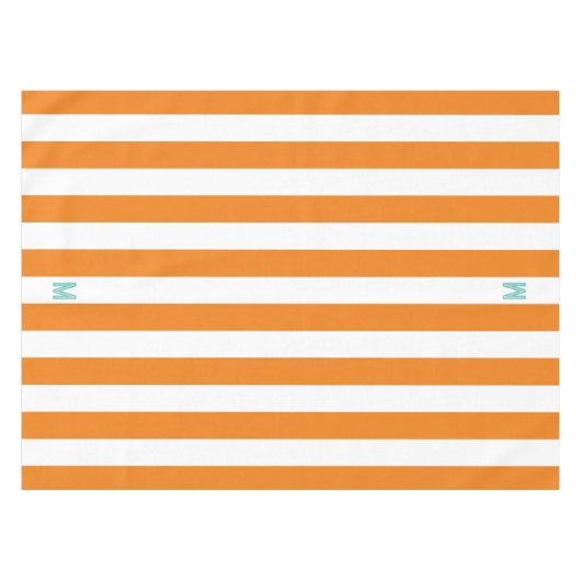 Orange Cabana Streifen und Personalisierte Aquamar Tischdecke (Vorderseite (Horizontal))