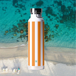 Orange Cabana Streifen und Personalisierte Aquamar Trinkflasche