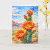 Orange Cactus Blossom Watercolor Greeting Card Karte (Gelbe Blume)