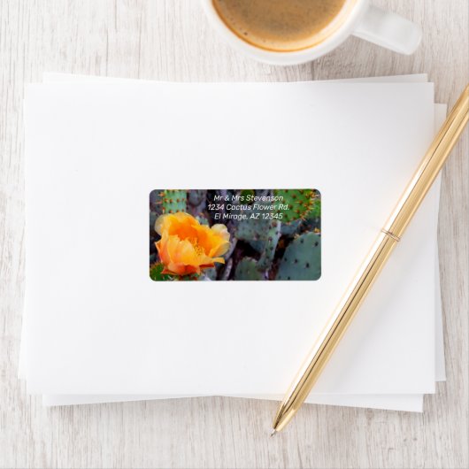 Orange Cactus Blume Blossom Prickly Pear Opuntia Adressaufkleber (Insitu)