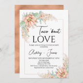 Orange Cactus Boho Floral Couples Dusche Einladung (Vorne/Hinten)