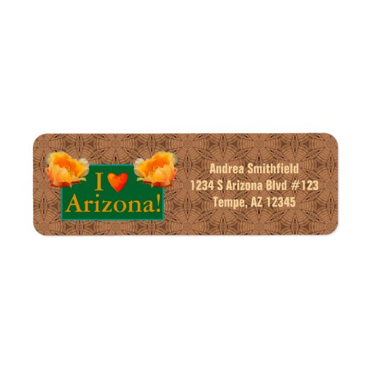 Orange Cactus, I Heart Arizona, Tan Tribal Pattern (Vorne)