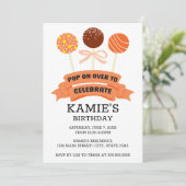 Orange Cake Pops Geburtstagsparty Einladung (Stehend Vorderseite)