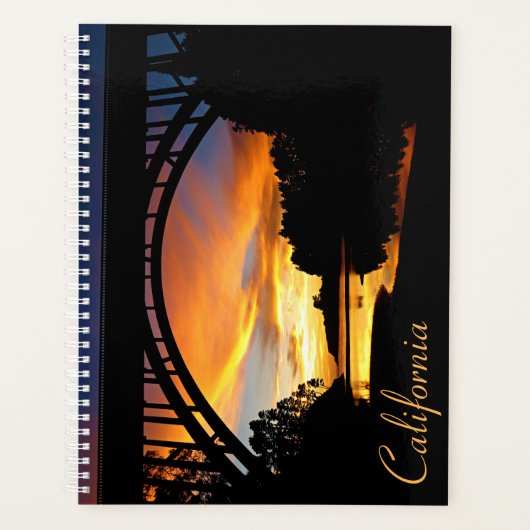 Orange California Coastal Sunset Under Bridge Planer (Vorderseite)