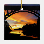 Orange California Coastal Sunset unterhalb der Brü Keramikornament (Rückseite)