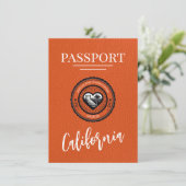 Orange California Passport Save the Date (Stehend Vorderseite)