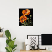 Orange California Poppy Blume Art Print Poster (Heimbüro)