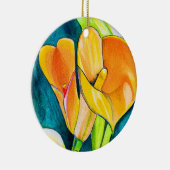 Orange Calla Lilie Blume Aquarellkunst Keramik Ornament (Rechts)