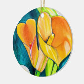 Orange Calla Lilie Blume Aquarellkunst Keramik Ornament (Links)
