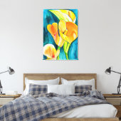 Orange Calla Lilie Blume Aquarellkunst Leinwanddruck (Insitu (Schlafzimmer))