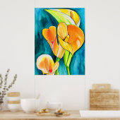 Orange Calla Lilie Blume Aquarellkunst Poster (Küche)