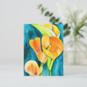 Orange Calla Lilie Blume Aquarellkunst Postkarte (Stehend Vorderseite)