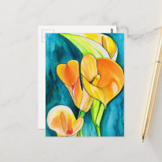 Orange Calla Lilie Blume Aquarellkunst Postkarte