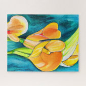 Orange Calla Lilie Blume Aquarellkunst Puzzle (Horizontal)