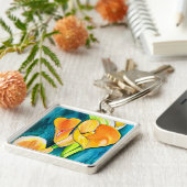 Orange Calla Lilie Blume Aquarellkunst Schlüsselanhänger (Seite)