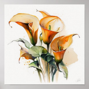 Orange Calla Lilies Lily Blume Kunst, Dichtung und Poster