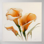 Orange Calla Lilies Lily Blume Kunst, Dichtung und Poster (Vorne)