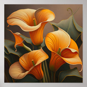 Orange Calla Lilies Lily Blume Kunst, Dichtung und Poster
