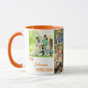 Orange Calligraphy Family Foto Collage Tasse