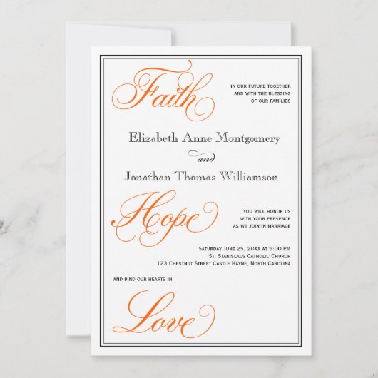 Orange Calligraphy Script Hochzeit im Herbst Einla Einladung (Vorderseite)