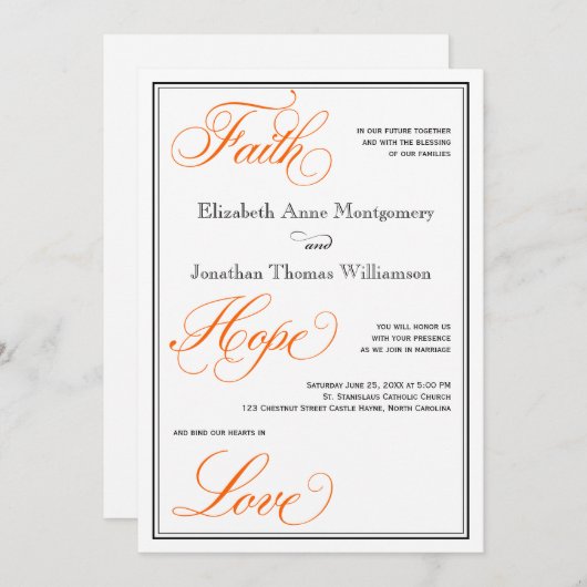 Orange Calligraphy Script Hochzeit im Herbst Einla Einladung (Vorne/Hinten)