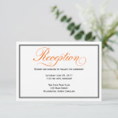 Orange Calligraphy Script Wedding Reception Card Einladung (Stehend Vorderseite)