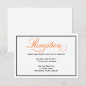 Orange Calligraphy Script Wedding Reception Card Einladung (Vorne/Hinten)
