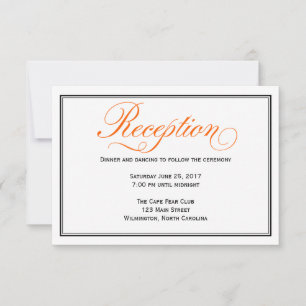Orange Calligraphy Script Wedding Reception Card Einladung