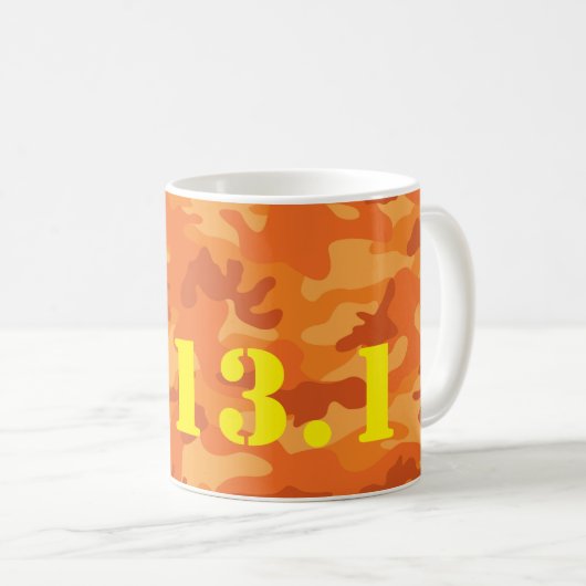 Orange Camouflage 13.1 Halbmarathon Lauf farbenfro Kaffeetasse (VorderseiteRechts)