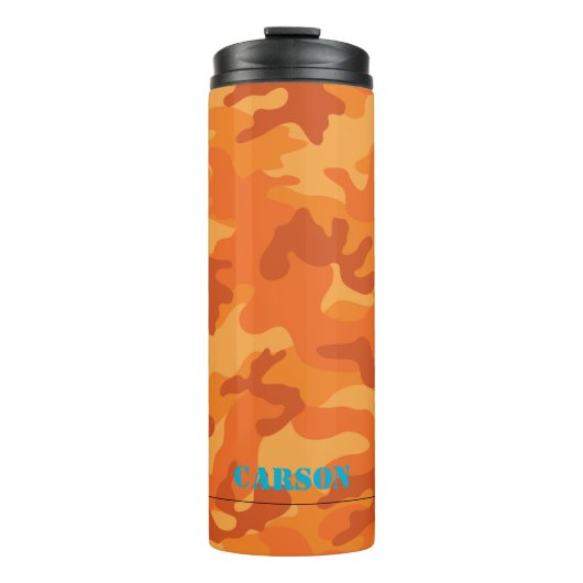 Orange Camouflage Blue NAME Sport Modernes Reisen Thermosbecher (Vorderseite)