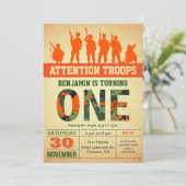 Orange Camouflage Camouflage Einladung zum ersten (Stehend Vorderseite)