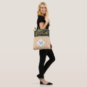 Orange Camouflage Damask Trendy Initial Monogram Tasche (Am Model)
