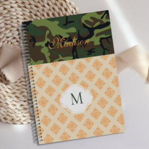Orange Camouflage Damast Trend Monogramm Planer
