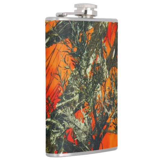 Orange Camouflage Design Flachmann (Rechts)