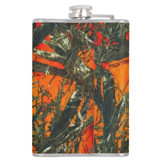 Orange Camouflage Design Flachmann (Rückseite)