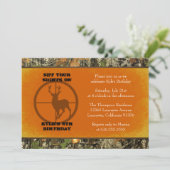 Orange - Camouflage Geburtstag Junge Einladungen (Stehend Vorderseite)