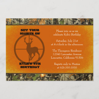 Orange - Camouflage Geburtstag Junge Einladungen