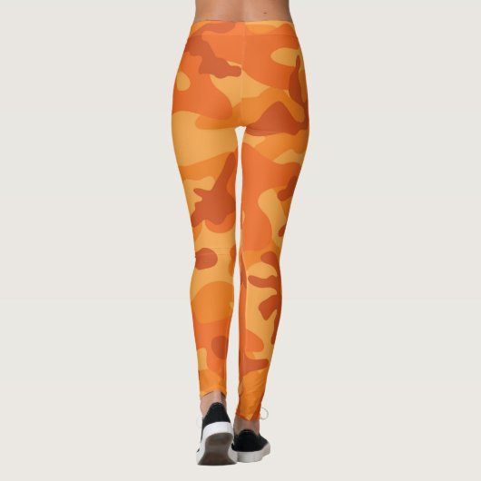 Orange Camouflage Herbst farbenfroher Halloween Sp Leggings (Rückseite)