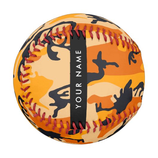 Orange Camouflage Ihr Name personalisieren Baseball (Vorderseite Links)