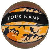 Orange Camouflage Ihr Name personalisieren Basketball (Vorderseite)