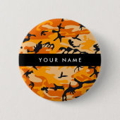 Orange Camouflage Ihr Name personalisieren Button (Vorderseite)