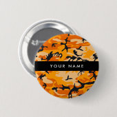 Orange Camouflage Ihr Name personalisieren Button (Vorne & Hinten)