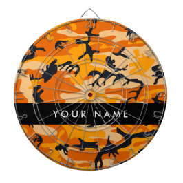 Orange Camouflage Ihr Name personalisieren Dartscheibe