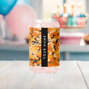 Orange Camouflage Ihr Name personalisieren Dosenglas