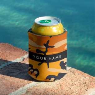 Orange Camouflage Ihr Name personalisieren Dosenkühler