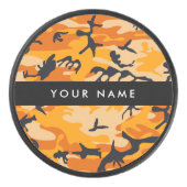 Orange Camouflage Ihr Name personalisieren Eishockey Puck (Vorderseite)