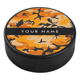 Orange Camouflage Ihr Name personalisieren Eishockey Puck